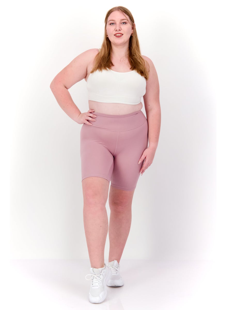 Adidas Women Plus Size High Rise Biker Short, Mauve  - Image 2