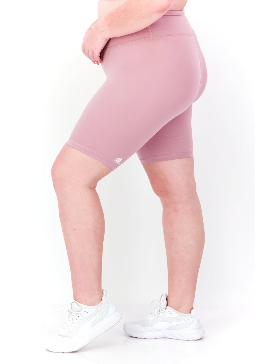Adidas Women Plus Size High Rise Biker Short, Mauve  - Image 4