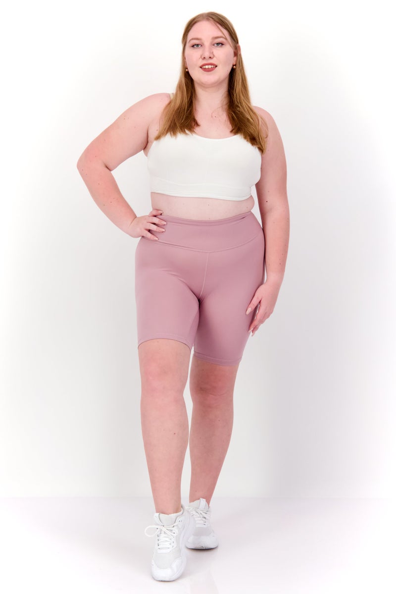 Adidas Women Plus Size High Rise Biker Short, Mauve  - Image 2