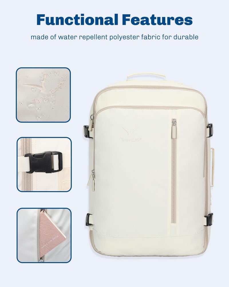Hynes Eagle Carry on Backpack 38L Large Travel Backpack for Women Flight Approved Weekender Bag Laptop Backpack Men 15 inches Beige - Image 2