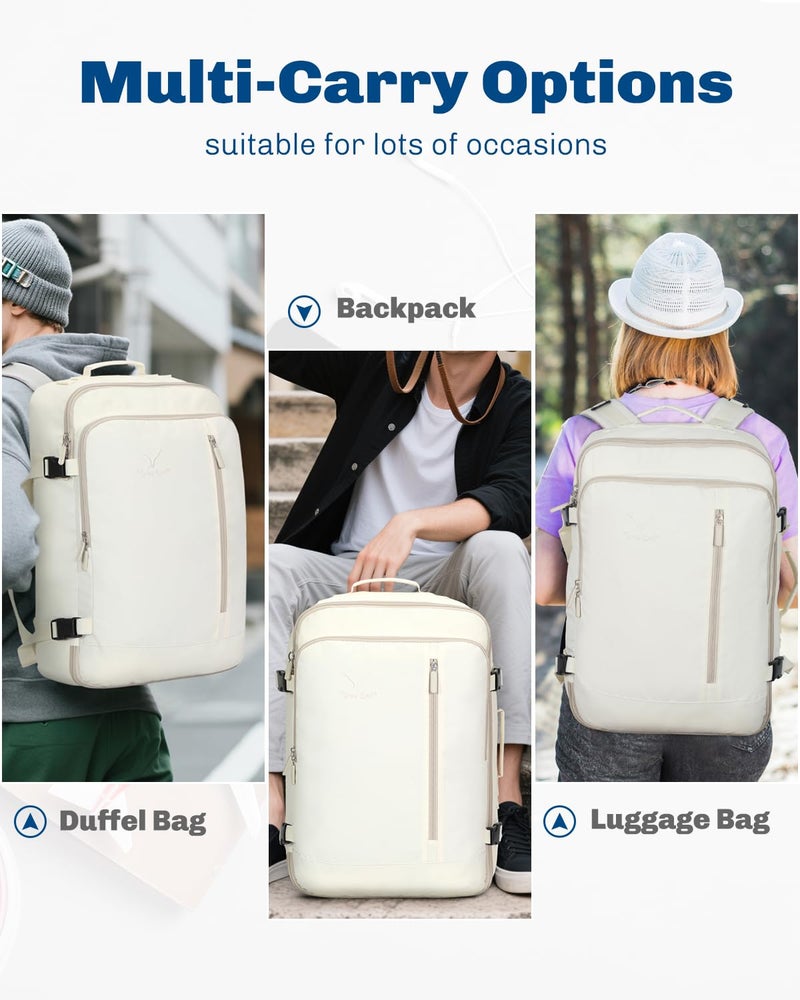 Hynes Eagle Carry on Backpack 38L Large Travel Backpack for Women Flight Approved Weekender Bag Laptop Backpack Men 15 inches Beige - Image 5
