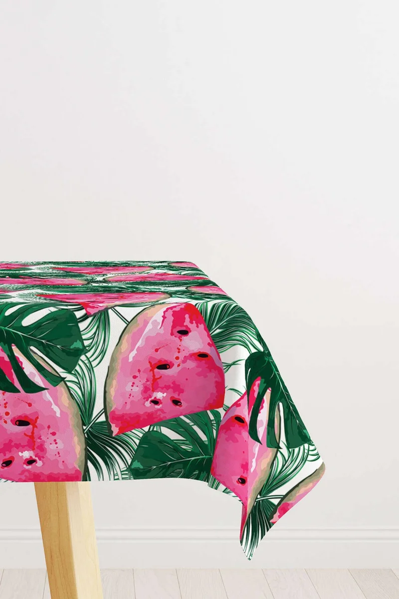 كانغو هوم Green Pink Tropical and Watermelon Patterned Digital Printed Tablecloth OTYK502-MS