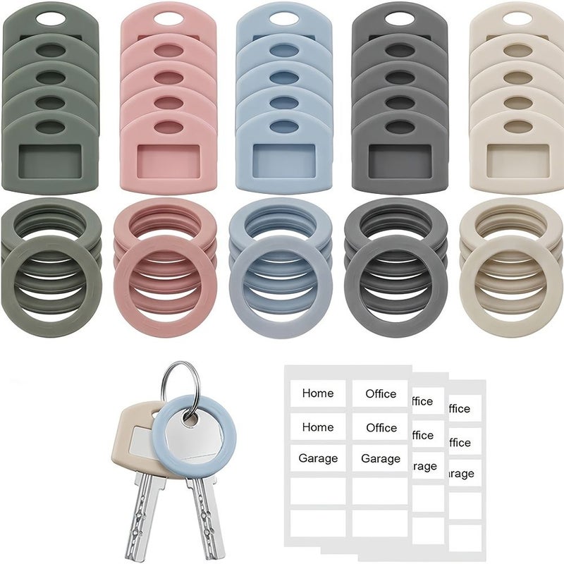 20 Pcs Silicone Key Caps Set With Label Key Tags Color Coded Key Head Protector Covers Identification Label System For Home Office House Keys - Image 1