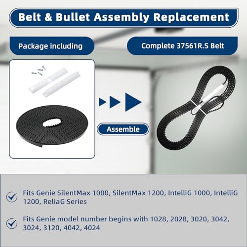 EIOLWJIEO Upgraded 37561R.S Belt for 7 Ft High Garage Door, Compatible with Genie SilentMax 1000, SilentMax 1200, IntelliG 1000, IntelliG 1200, ReliaG Series Garage Opener, Belt & Bullet Assembly Replacement - Image 3