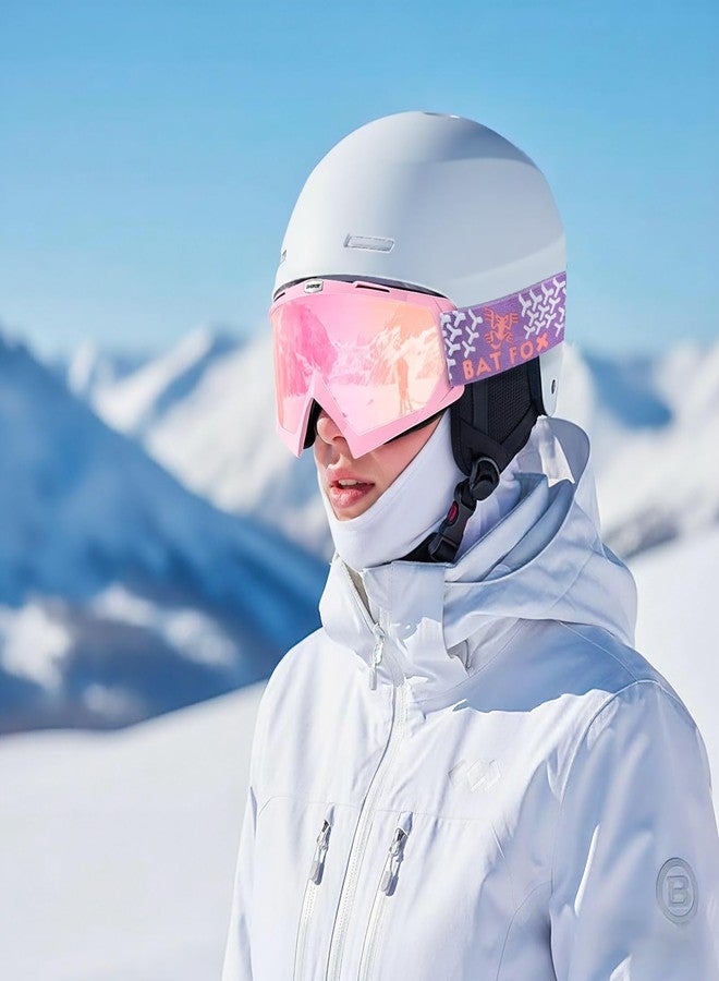 BATFOX Ski Goggles OTG for Men Women Youth, Snowboard Glasses/Ultra-Lightweight/Anti-Slip (Pure Pink Pink, L) - Image 5