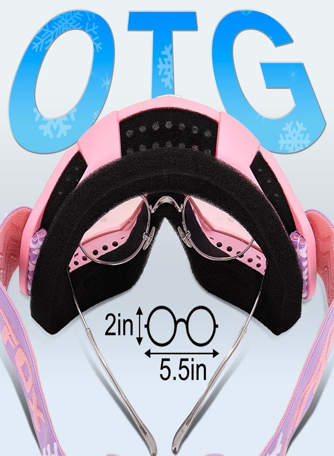BATFOX Ski Goggles OTG for Men Women Youth, Snowboard Glasses/Ultra-Lightweight/Anti-Slip (Pure Pink Pink, L) - Image 4