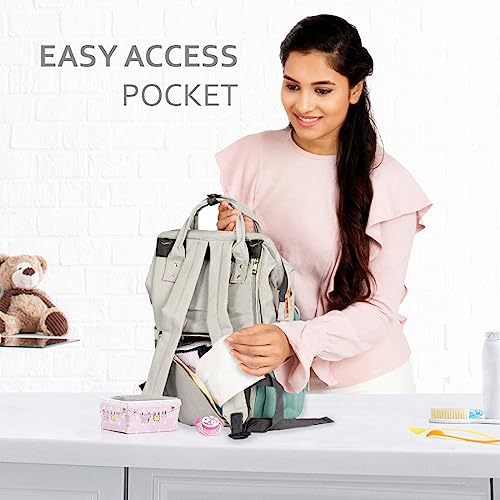PACKNBUY Stylish Diaper Bag for Mothers for Travel, Hospital Bag for Delivery Women, Maternity Bag with Insulated Bottle Pockets, Spacious and Water Resistant Baby Diaper Bag (Green) - Image 5