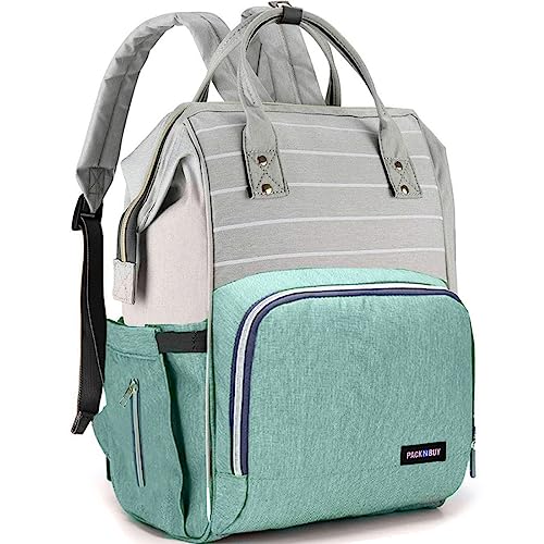 PACKNBUY Stylish Diaper Bag for Mothers for Travel, Hospital Bag for Delivery Women, Maternity Bag with Insulated Bottle Pockets, Spacious and Water Resistant Baby Diaper Bag (Green) - Image 1
