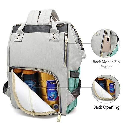 PACKNBUY Stylish Diaper Bag for Mothers for Travel, Hospital Bag for Delivery Women, Maternity Bag with Insulated Bottle Pockets, Spacious and Water Resistant Baby Diaper Bag (Green) - Image 3