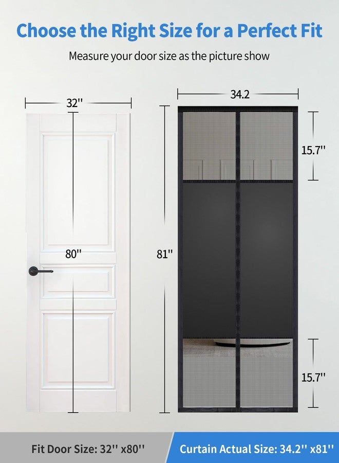 Fillis Magnetic Screen Door with Privacy Protection, PET Mesh Screen Fit for Door Size 32x80 Inch, Pet Friendly Screen Curatin for Doorway to Keeps Bugs Out - Image 2