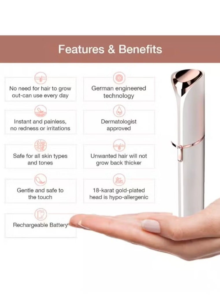 Painless Facial Hair Remover for Women – Rechargeable Epilator & Electric Shaver with Replacement Heads, Skincare & Personal Grooming Tool for Face, Lip, Chin, Arms & Legs – Beauty Device & Ideal Gift - Image 3