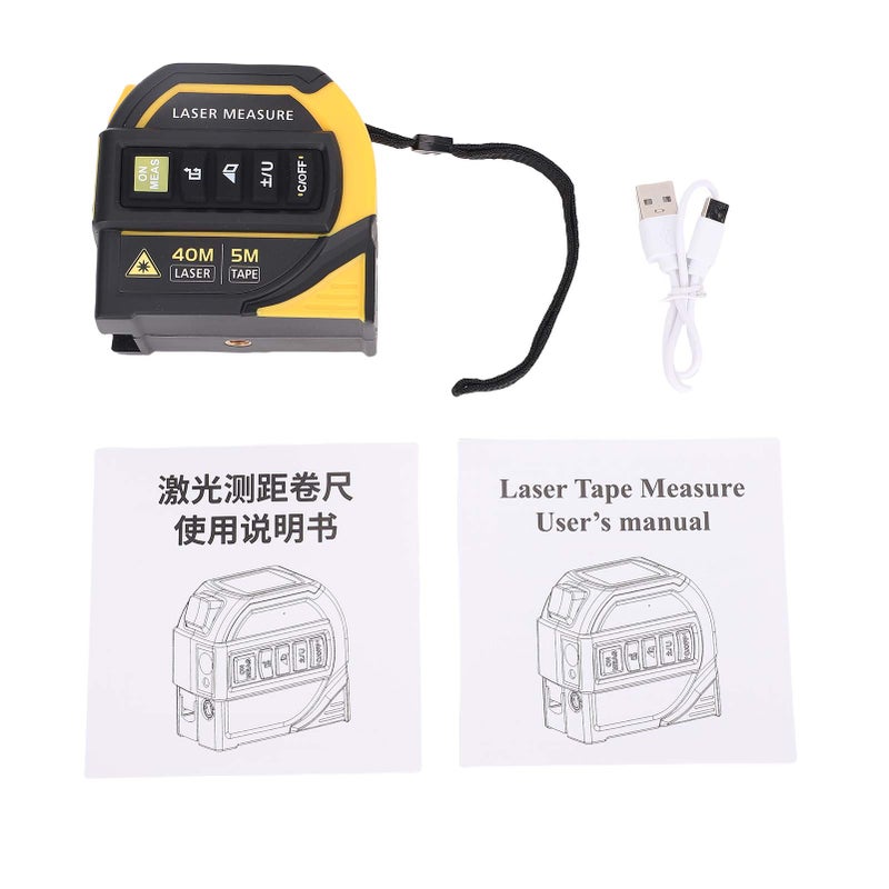 Laser Distance Measure 40m Range 1/16 Inch Accuracy - Backlit LCD Display 50 Data Sets Laser Tape Measure for Home Construction Industrial Use - Image 2