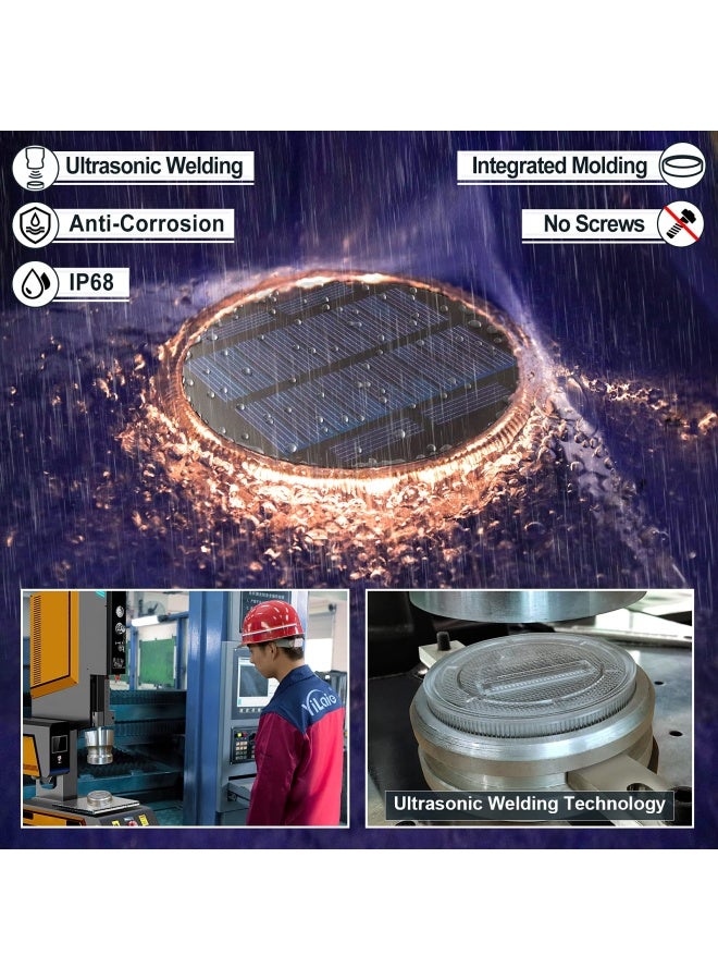 YiLaie أضواء السطح الشمسية LED من YiLaie، دائرية، قابلة للصق، تعمل بالطاقة الشمسية، مقاومة للماء، تعمل تلقائيًا، أضواء السلم الشمسية للحديقة، الفناء، الممرات، 4 عبوات - Image 3