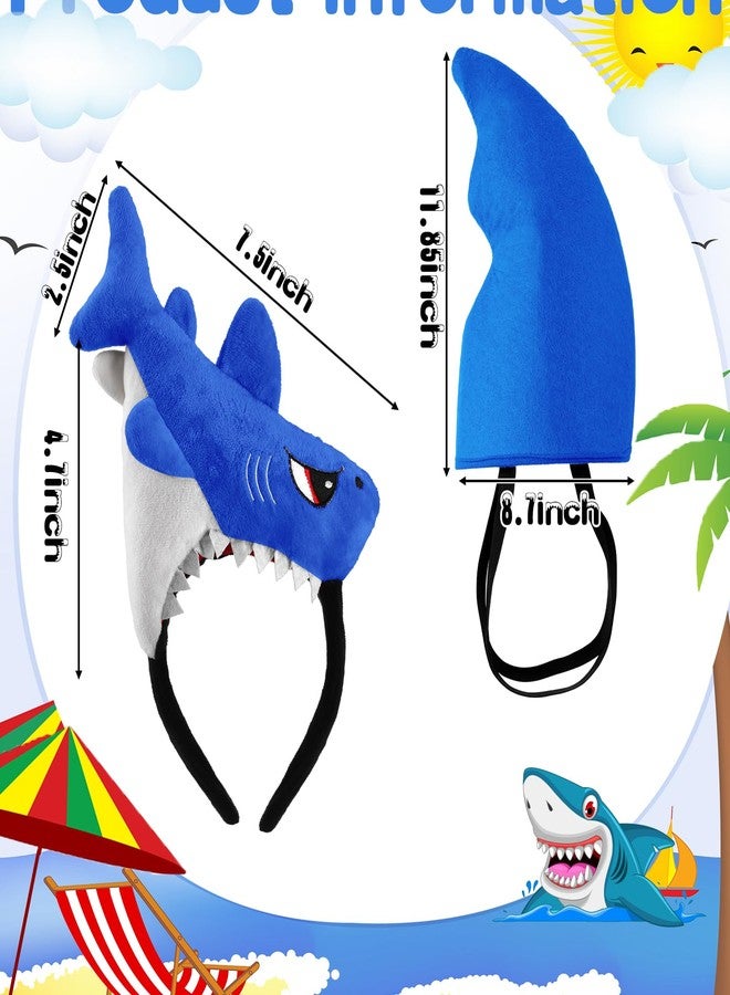 CraftyDream 2 Pcs Shark Costume Shark Hat Fin Headbands Plush Headband Ocean Animal Costume Halloween Cosplay Party Favors(Blue) - Image 5