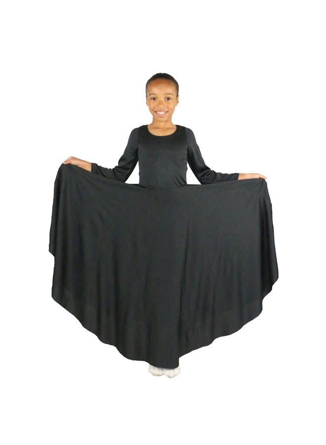 Danzcue Girls Praise Loose Fit Full Length Long Sleeve Dance Dress, Black, 12-14 - Image 2