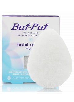 Buf-Puf Regular Facial Sponge, Dermatologist Developed, Removes Deep Down Dirt & Makeup that Causes Breakouts and Blackheads, Reusable, Exfoliating, White, 1 Count