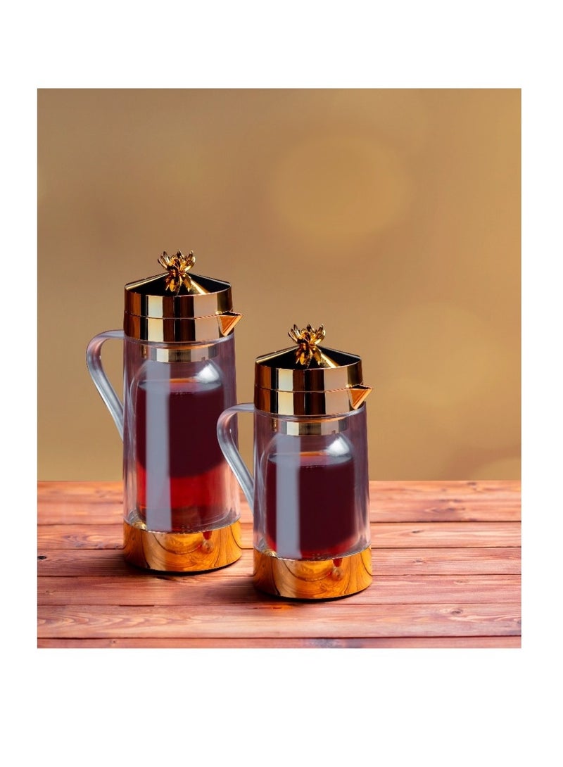 Home Maker زجاجة شاي وقهوة من قطعتين شفافة/ذهبية - Image 2