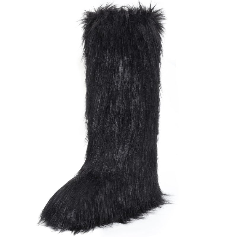 CEPEPRIN Women's Faux Fur Boots Knee-High Furry Snow Boots Fluffy Warm Winter Boots - Image 1