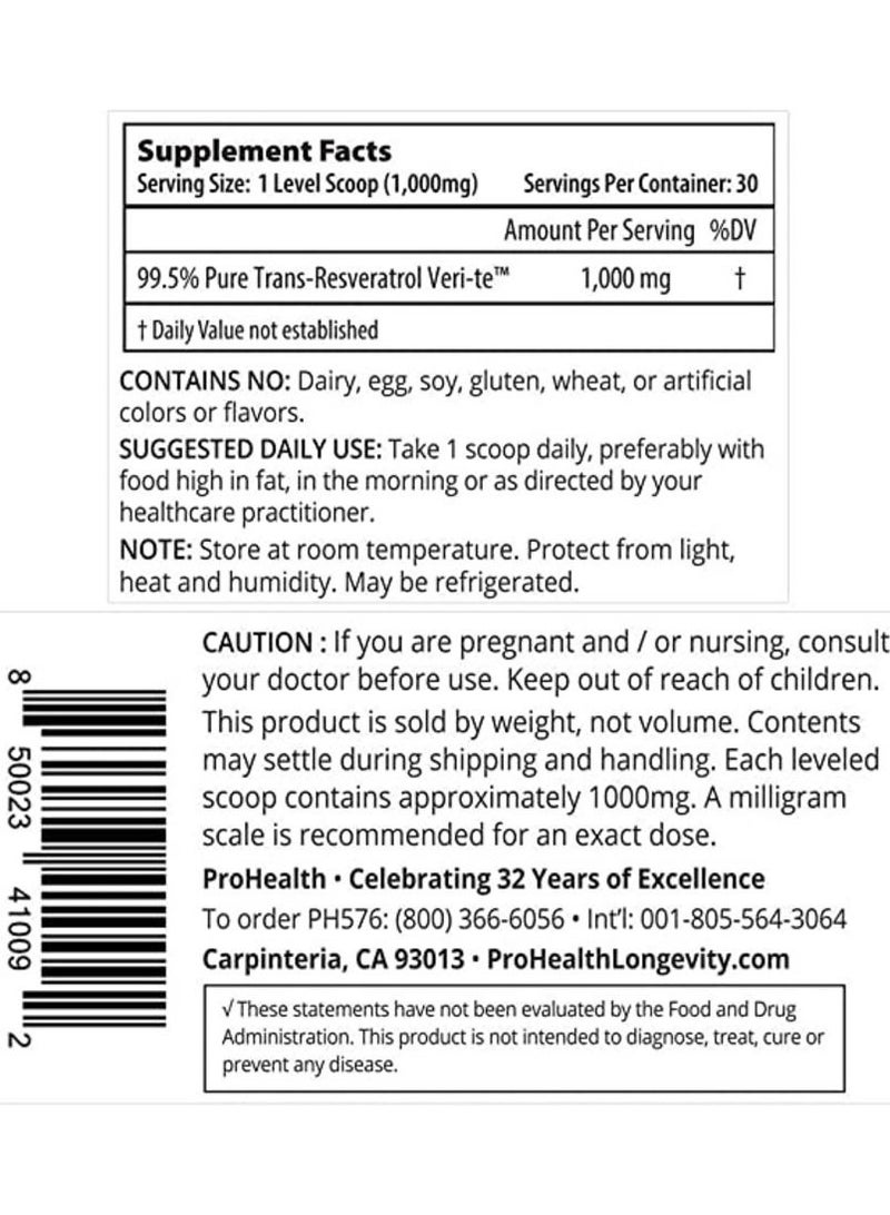 Prohealth Micronized Trans-Resveratrol Powder, 30 Grams - Image 2