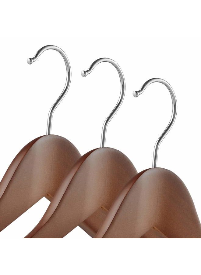 Casafield 6 Walnut Wide Shoulder Wooden Suit Hangers - Premium Lotus Wood, Non-Slip Pant Bar & Chrome Swivel Hook for Dress Clothes, Coats, Jackets, Pants, Shirts, Skirts - Image 2