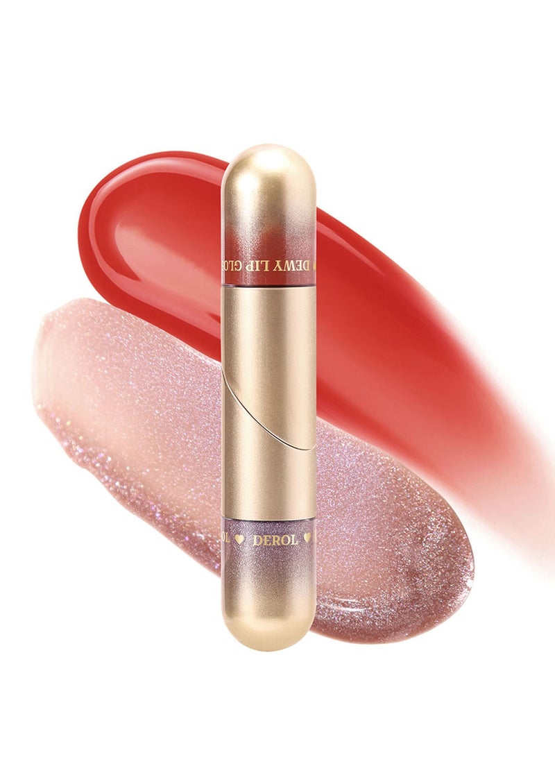 DEROL Lip Gloss Plumper Hyaluronic Acid High Shine Super Shine Non-Sticky Color Lips Stain Oil Liquid Lipstick Glaze Glitter Lifter Long Lasting Waterproof Moisturizing for Women Girls - Image 1