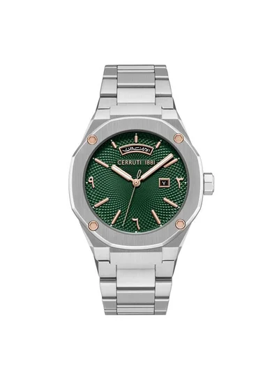 CERRUTI 1881 Men's Razzuolo 41mm Green Dial Stainless Steel Bracelet Analog Watch For Men
