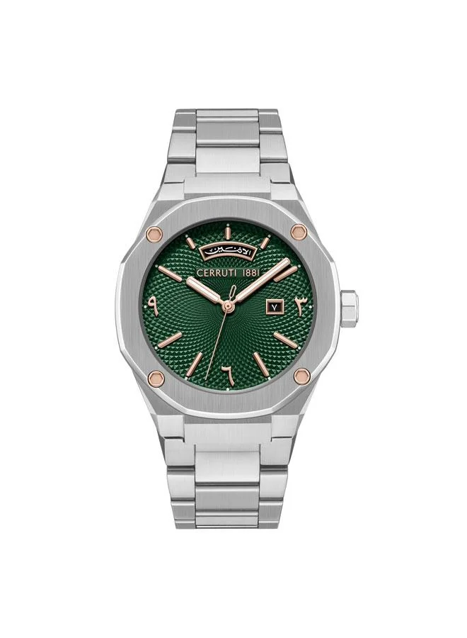 شيروتي 1881 Razzuolo 41mm Green Dial Stainless Steel Bracelet Analog Watch For Men