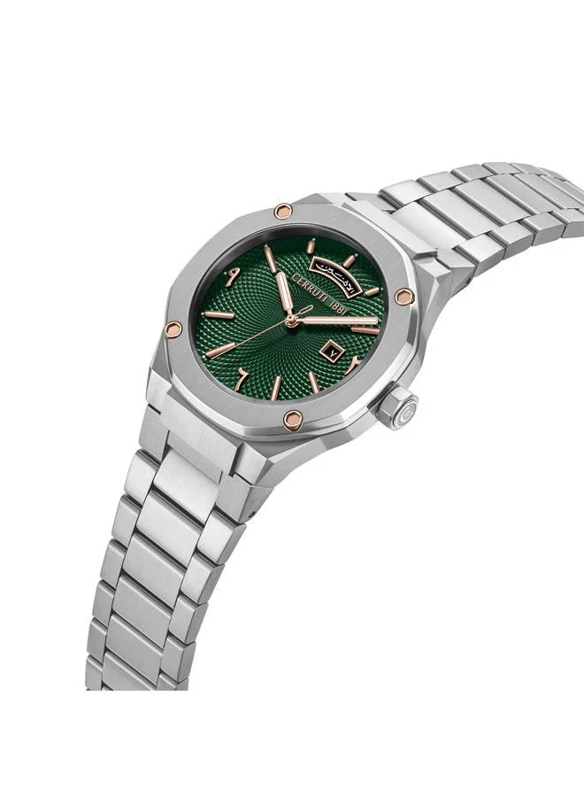 شيروتي 1881 Razzuolo 41mm Green Dial Stainless Steel Bracelet Analog Watch For Men