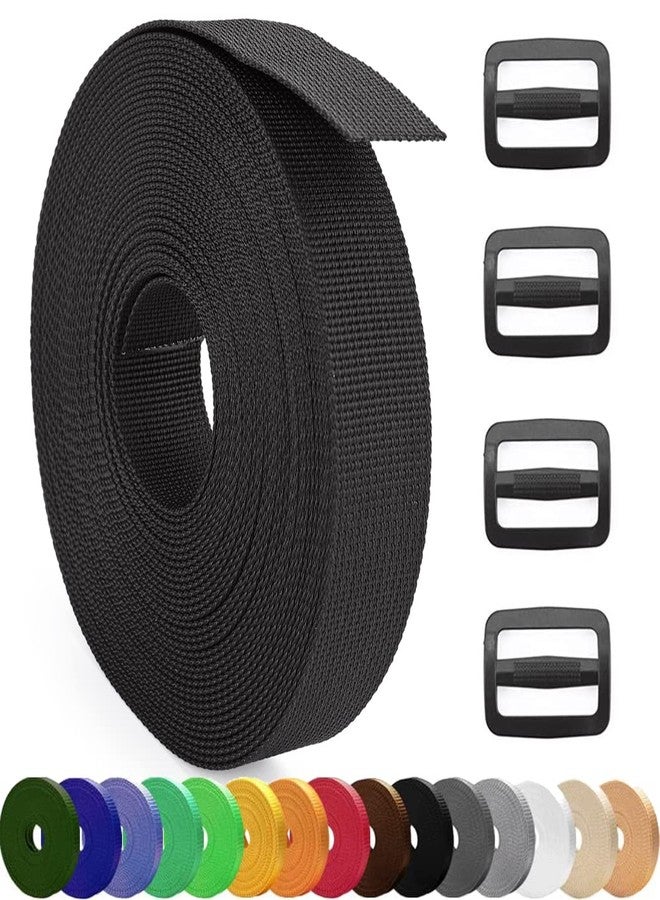 MOZETO 1 Inch Nylon Webbing Strap with Plastic Tri-Glide Slide Clips, 10 25 50 Yards Heavy Duty Nylon Strapping for Indoor or Outdoor Gear, DIY Crafting, Repairing - Image 1
