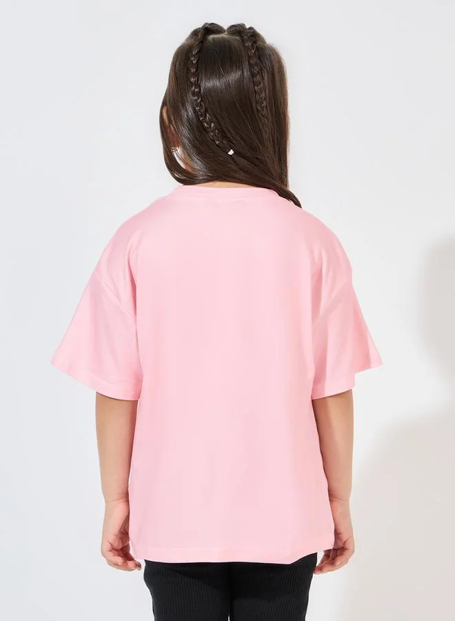 Styli Oversized Printed T-Shirt with Dropped Shoulder