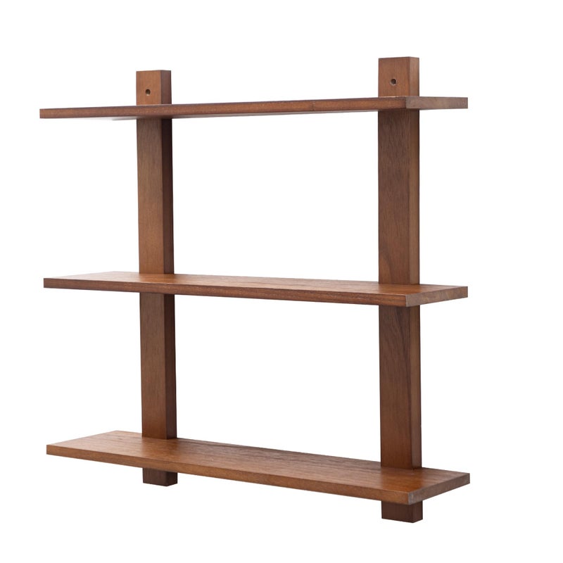 PHOENANCEE 3 Tier Floating Shelves,Long Wall Shelf,Over The Toilet Shelves Bathroom Hanging Display Storage Rustic for Living Room Bedroom Kitchen Office Coffee Bar Decor Decorative,24 Inch,(Walnut) - Image 1