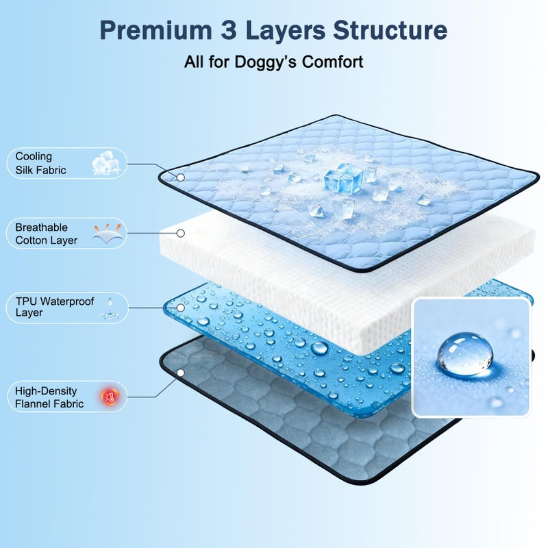 SZEE Raised Dog Bed with Detachable 2-Sided Cooling/Warming Waterproof Mat, Elevated Dog Cot Bed for Medium Sized Breeds with Durable Steel Frame & Sturdy Teslin Mesh, Outdoor & Indoor All-Season Use - Image 3