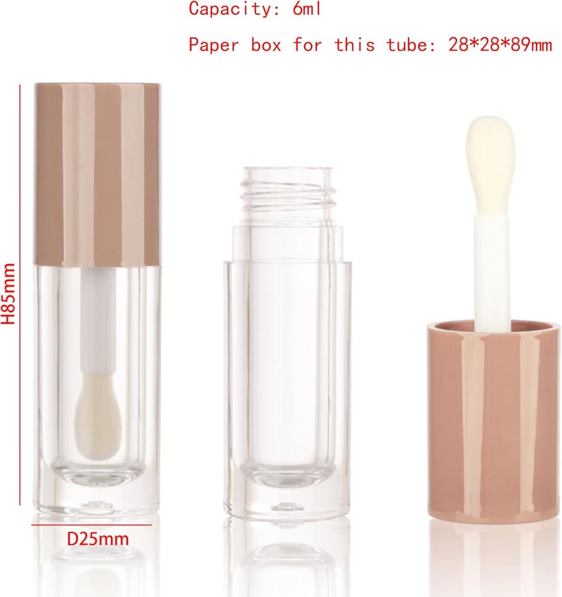 COSIDEA 14pcs Empty 6ml big doe foot wand Chunky lip gloss tubes for DIY lipgloss,Pink round lipgloss containers tubes with thick wand (Nude) - Image 2