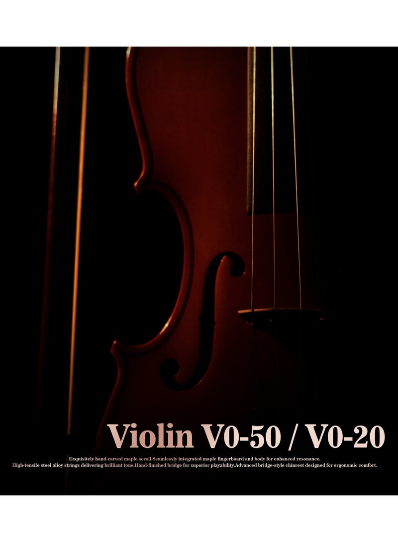 4/4 Full Size Violin - Natural Matte Finish - Mechanical Tailpiece for Easy Tuning - Solid Maple Wood - Image 4