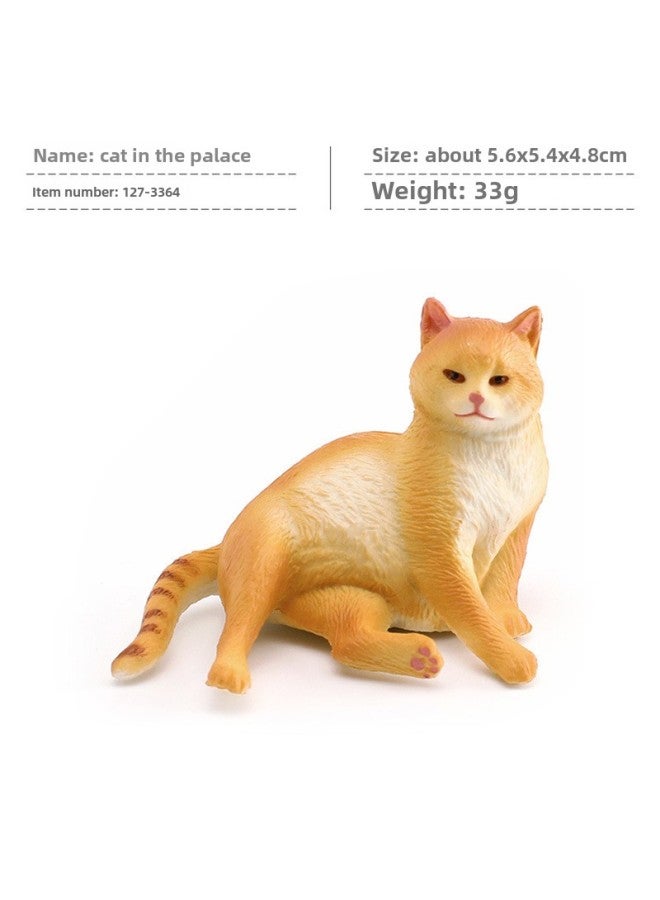 Children's Mini Simulation Pet Cat Model Orange Cat Fat Cat British Short-haired Cat Pastoral Cat Decorative Ornaments-Color:Pl127-3364 Cat In The Palace 33g  - Image 1
