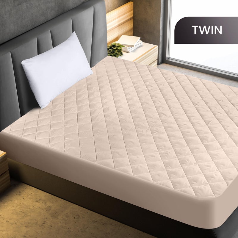 Utopia Bedding Quilted Fitted Mattress Pad, Twin Size, Elastic Fitted Mattress Topper Protector and Cover Stretches up to 16 Inches Deep, Machine Washable (Beige) - Image 2