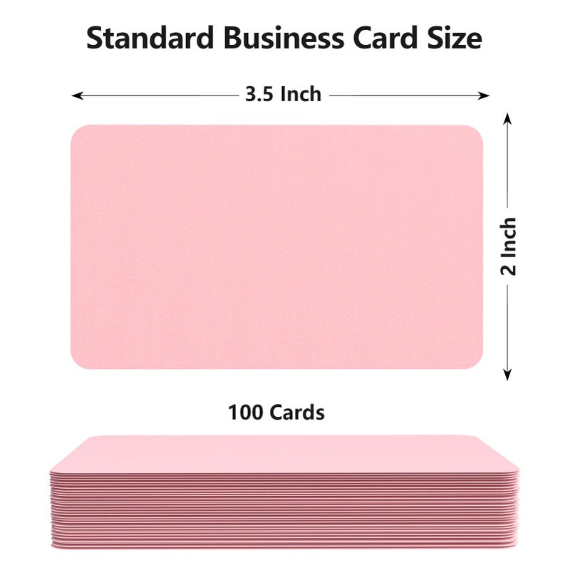 MaxGear 100Pcs Blank Business Cards, 3.5" x 2" Kraft Paper Note Card, Thank You Cards, Small DIY Message Card for Business, 200 GSM Pink Cardstock - Image 2
