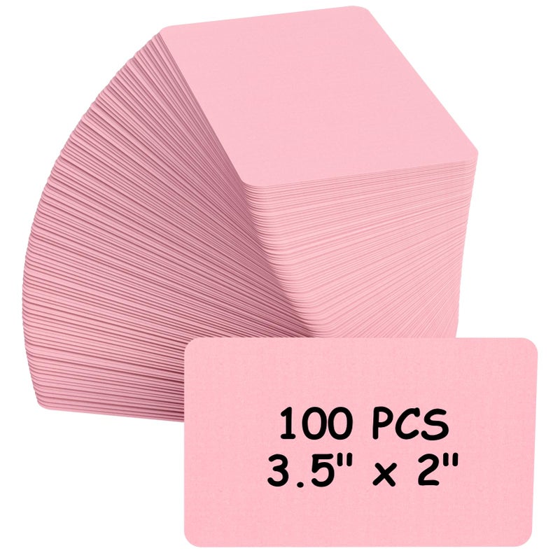 MaxGear 100Pcs Blank Business Cards, 3.5" x 2" Kraft Paper Note Card, Thank You Cards, Small DIY Message Card for Business, 200 GSM Pink Cardstock - Image 1
