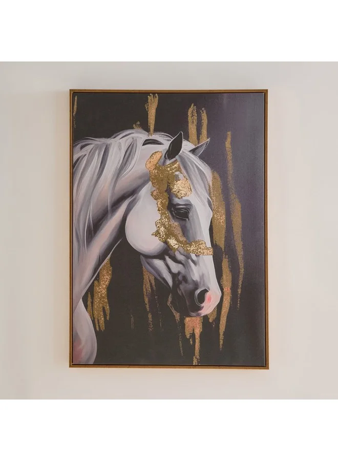 Home Box Iqra Samra Horse Face Framed Canvas With Foil 70 X 2.8 X 50 Cm