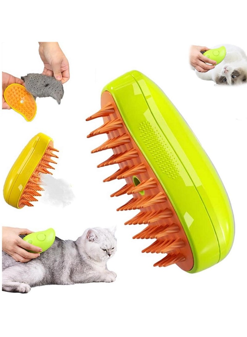 3 In1 Steam Cat Brush For Removing Tangled Hair And Flying Hair Electric Steamy Cat Brush Anti Splashing With Steam Spray For Massage Pet Dog And Cat Grooming Comb Hair Removal Comb Green - Image 1