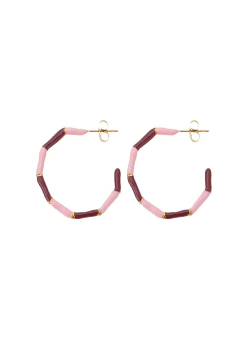 KIRA enamel hoops earrings red & pink