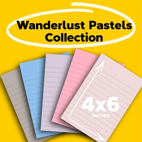 Post It Post-it 100% Recycled Paper Super Sticky Notes, Lined, 4 in. x 6 in., 8 Pads, 45 Sheets per Pad, Wanderlust Pastels, School Supplies and Office Products - Image 2