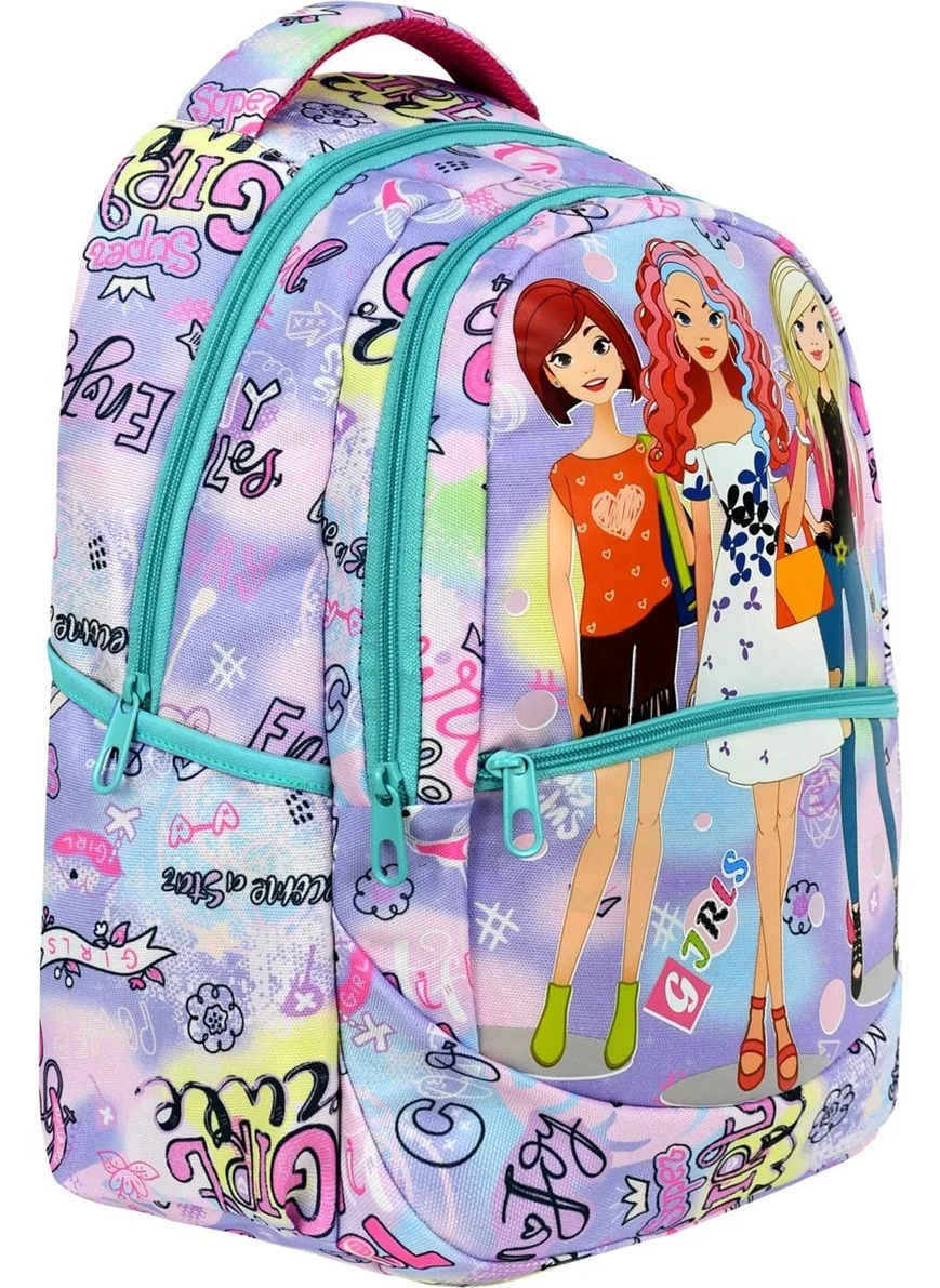 Çanta Trend Bag Trend Primary School Girl Patterned Girl Primary School Bag + Lunch Box