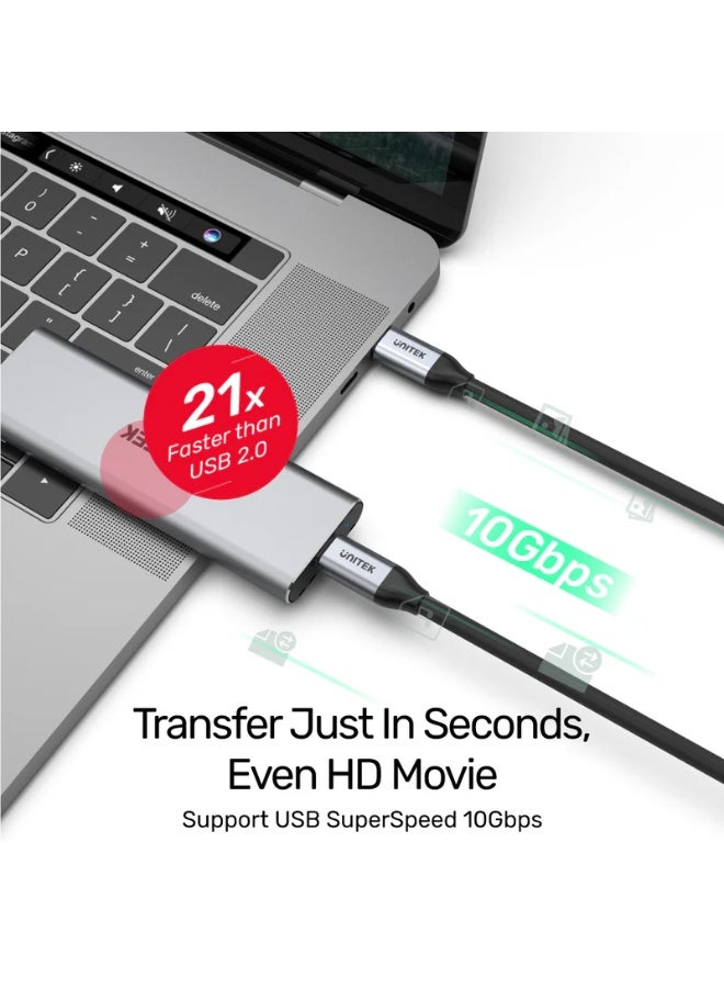 UNITEK كابل شحن سريع USB-C 100 واط PD، كابل فيديو USB-C 4K@60Hz، نقل بيانات 10 جيجابت في الثانية (USB 3.2 الجيل 2)، متوافق مع Thunderbolt 3، كابل USB-C ذكر إلى ذكر، 1م/2م. - Image 3