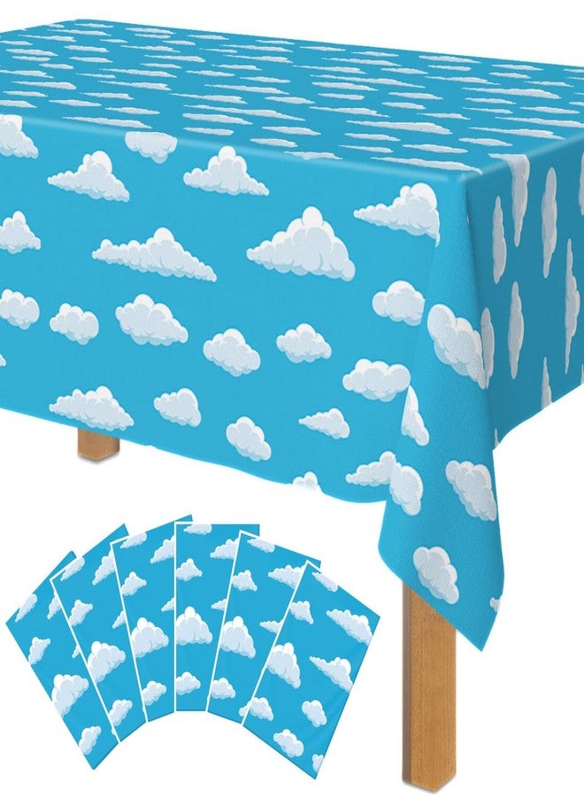 ArtCreativity Cloud Tablecloth - 6 Pack - 54” x 108” Cloud Table Cover - Birthday Party Tablecloth Set Disposable Tablecloths for Toy Story Party Decor - Image 1