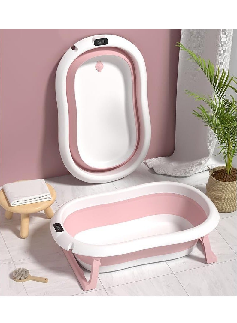 TOYS-EGYPT Baby Bathtub, Foldable Bath Tub with Hanger for Easy Storage and Bath Pillow - Newborn, 0-8 Years (Pink) - Image 3
