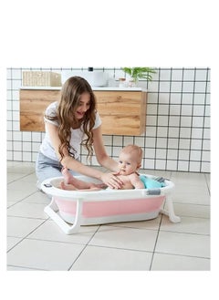 ماركة غير محددة حوض استحمام للأطفال من TOYS-EGYPT، حوض استحمام قابل للطي مع شماعة لسهولة التخزين ومخدة استحمام - لحديثي الولادة، 0-8 سنوات (وردي)  - Image 5
