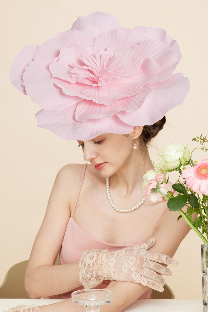 Gionforsy Flower Fascinators Hat Tea Party Hats for Women Cocktail Headband Hat for Wedding Pink - Image 2