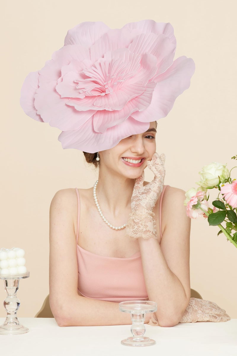 Gionforsy Flower Fascinators Hat Tea Party Hats for Women Cocktail Headband Hat for Wedding Pink - Image 3