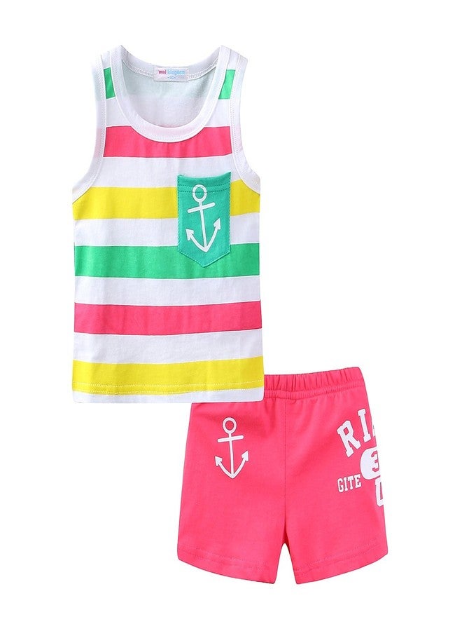 Mud Kingdom Cute Baby Girl Outfits 12-18 Months Hot Pink Stripe - Image 1